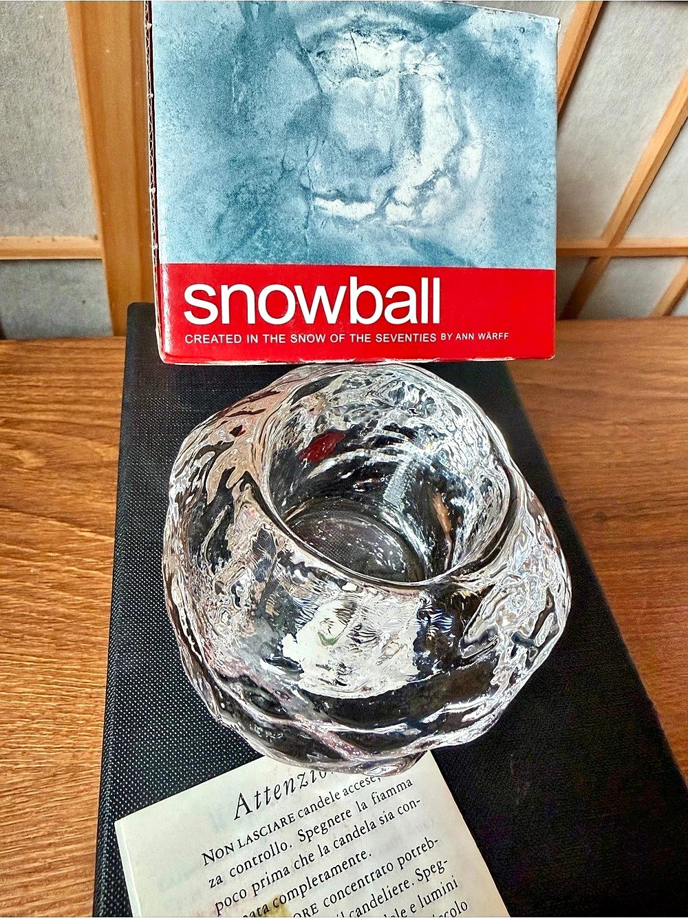 Kosta Boda Snowball Candle Holder Ann Wärff Swedish Art Glass w/ Original Box